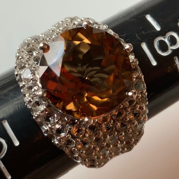 BG Jewelry Pave White Topaz Round Chocolate - Picture 2 of 6